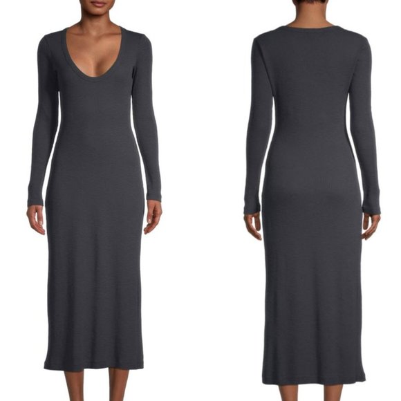 James Perse V-Neck ThermalDress in Metal Sz 1-S